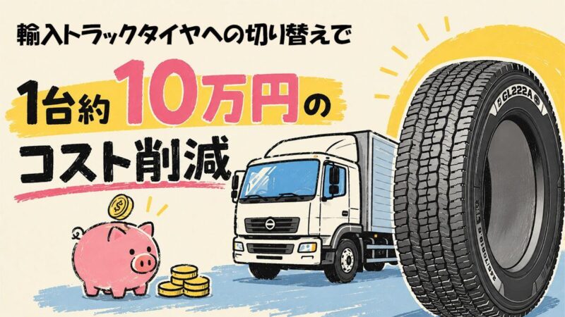 輸入トラックタイヤへの切り替えで1台約10万円のコスト削減